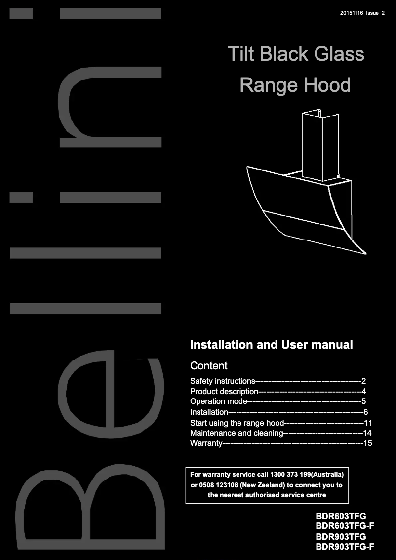 Page n°1 - Manuel utilisateur Bellini BDR603TBX