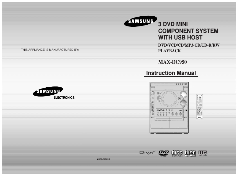 Page 1 de la notice Manuel utilisateur Samsung MAX-DC950