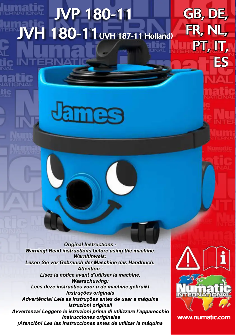 Page 1 de la notice Manuel utilisateur Numatic James JVP187-11