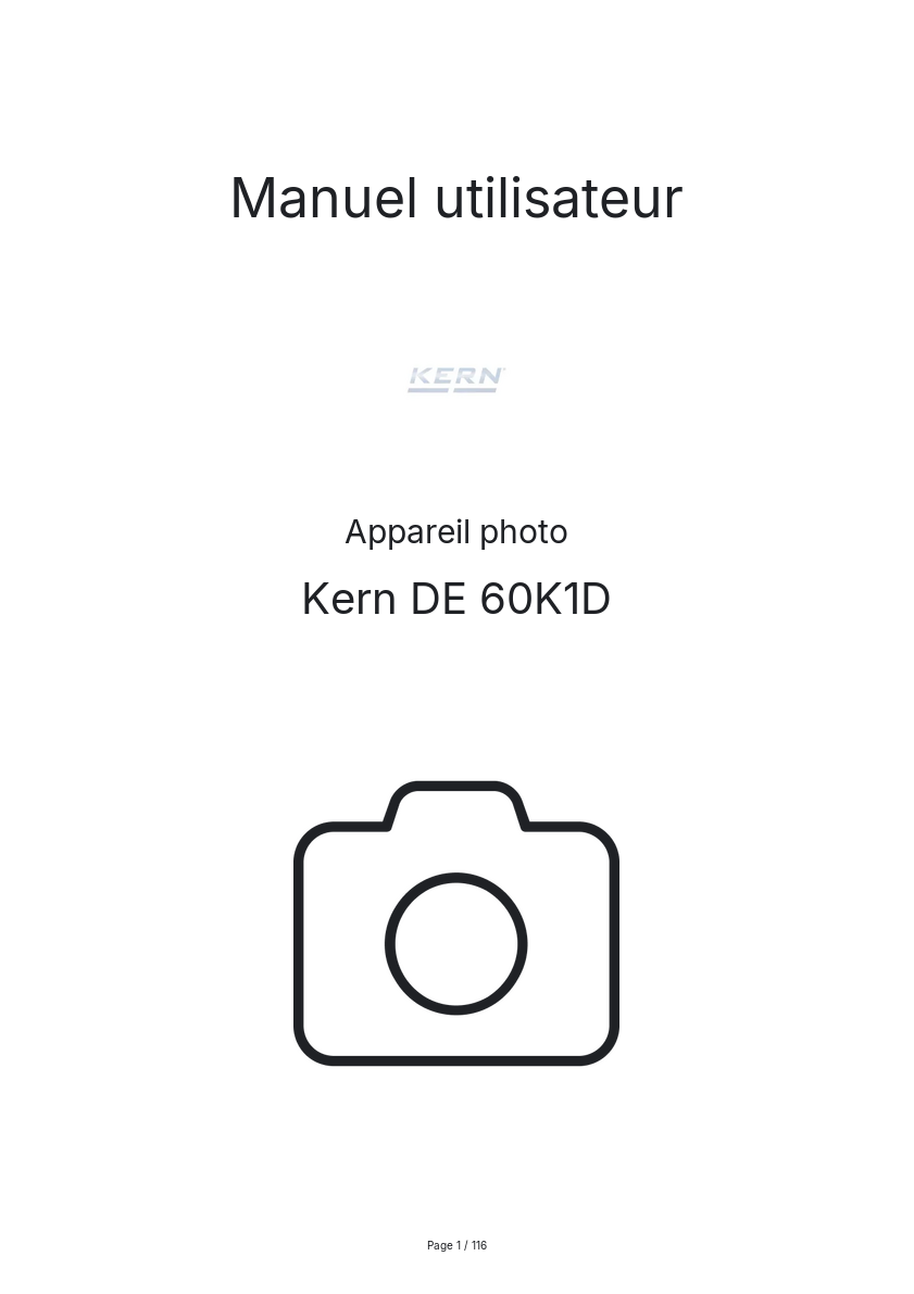 Page n°1 - Manuel utilisateur Kern DE 60K1D