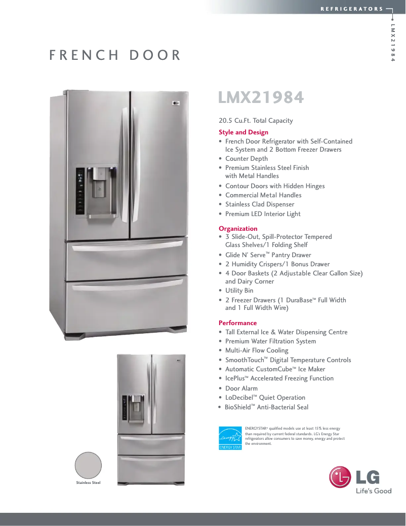 Página 1 del manual Ficha técnica LG LMX21984ST