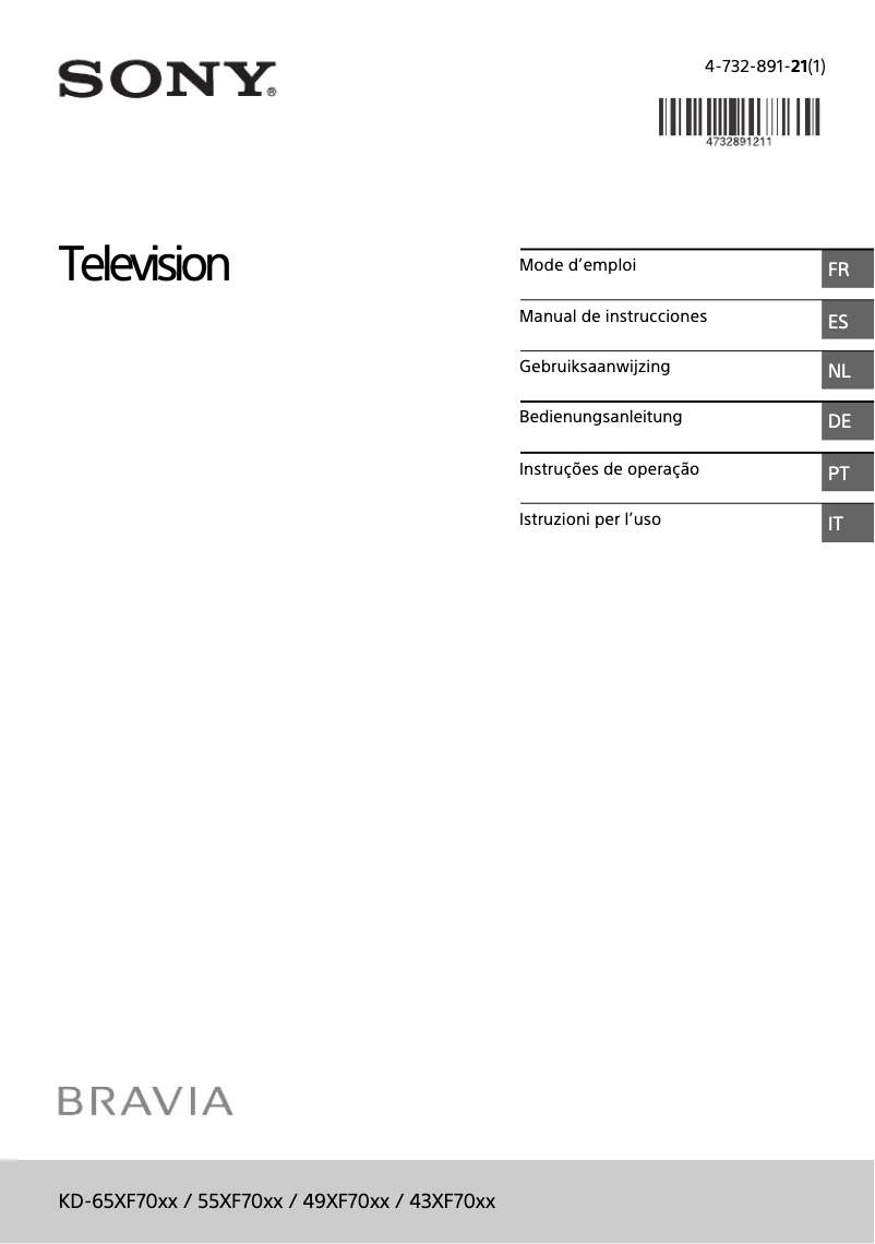 Image de la première page du manuel de l'appareil Bravia KD-55XF7004