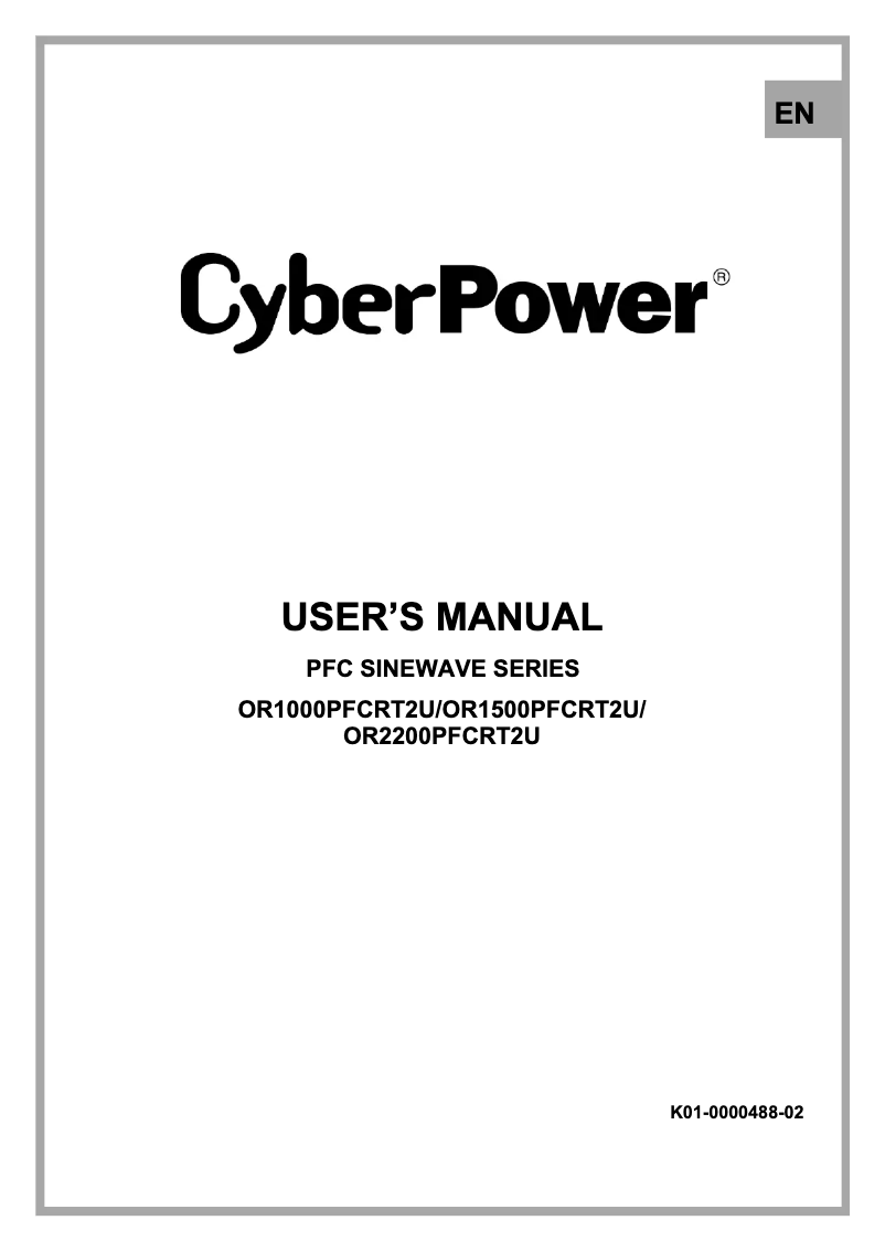 Page n°1 - Manuel utilisateur CyberPower OR1500PFCRT2U