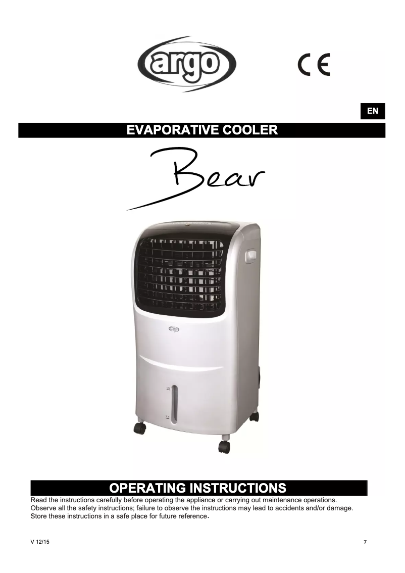 Page 1 de la notice Manuel utilisateur Argoclima Bear