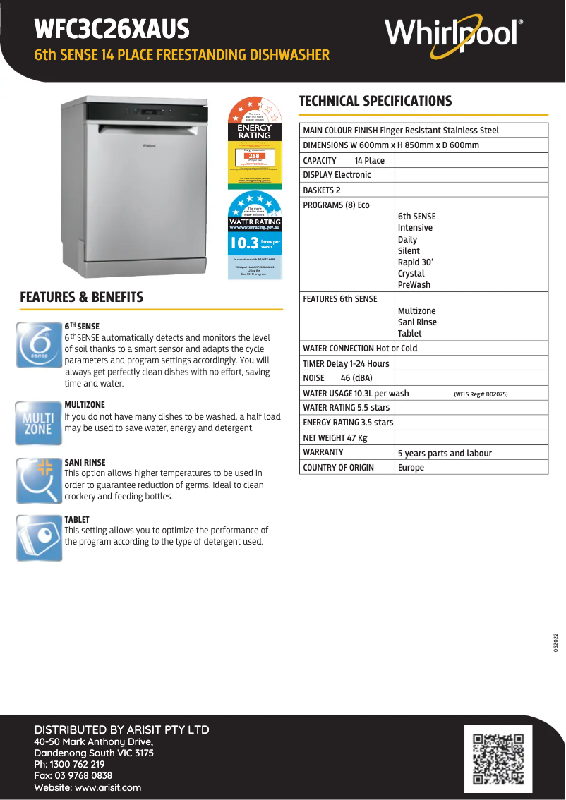 Image de la première page du manuel de l'appareil WFC3C26XAUS