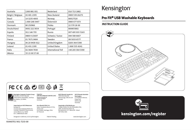 Page n°1 - Manuel utilisateur Kensington Pro Fit K64407