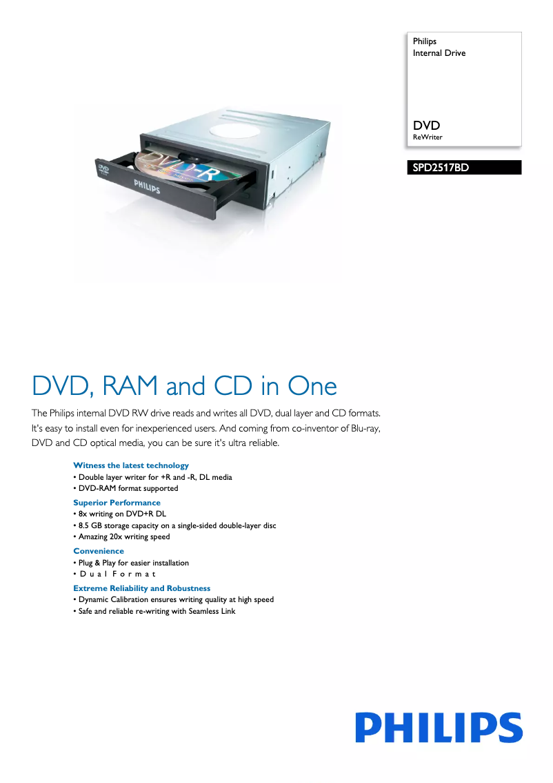 Página 1 del manual Folleto Philips SPD2517BD