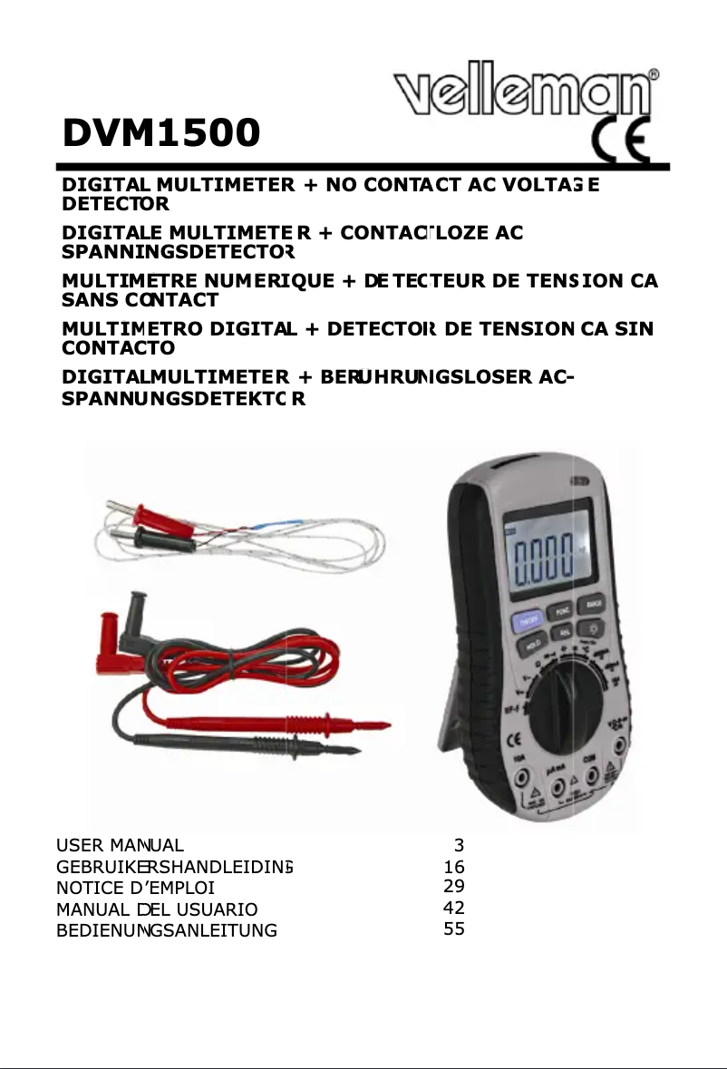 Page 1 de la notice Manuel utilisateur Velleman DVM1500