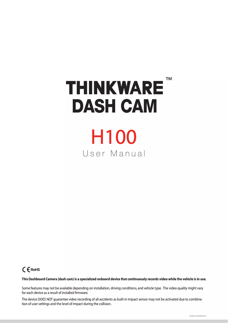 Image de la première page du manuel de l'appareil H100