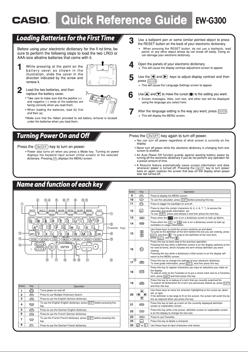 Image de la première page du manuel de l'appareil EW-G300