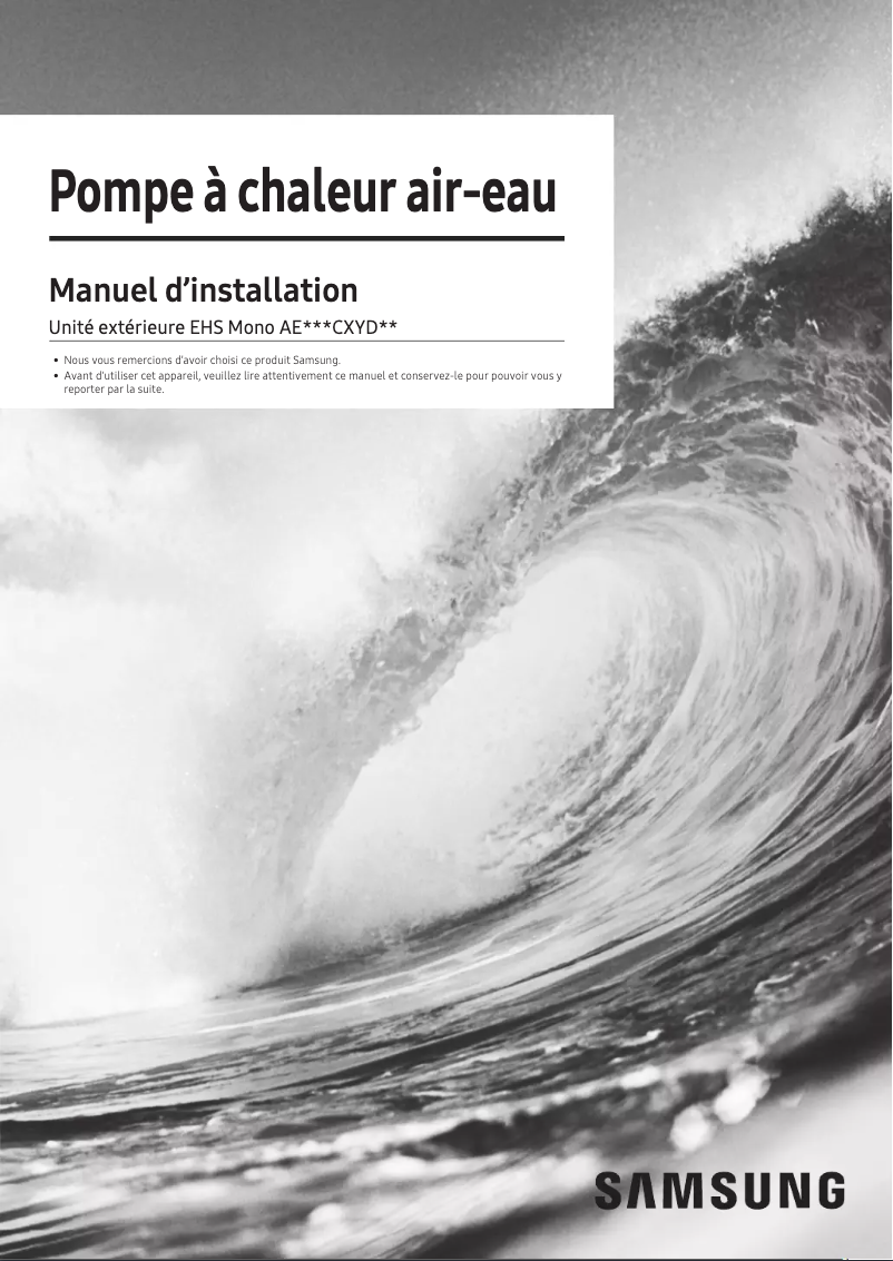 Page 1 de la notice Manuel utilisateur Samsung AE050CXYDEK