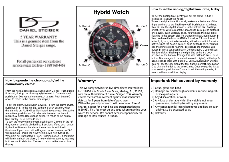 Page n°1 - Manuel utilisateur Daniel Steiger Hybrid