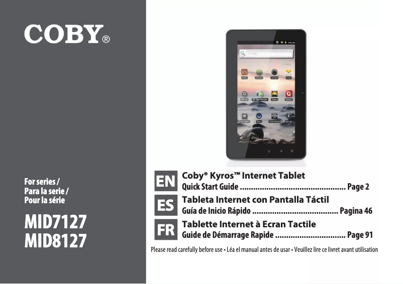 Page n°1 - Manuel utilisateur Coby Kyros MID7127