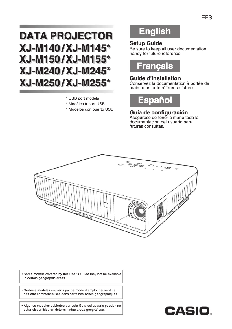 Page 1 de la notice Guide d'installation Casio XJ-M150