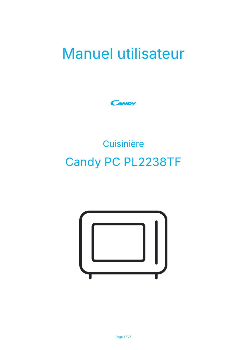 Image de la première page du manuel de l'appareil PC PL2238TF