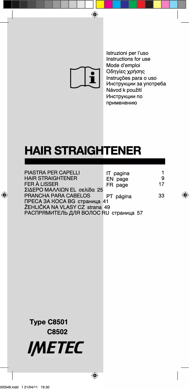 Page 1 de la notice Manuel utilisateur Imetec Bellissima B7500