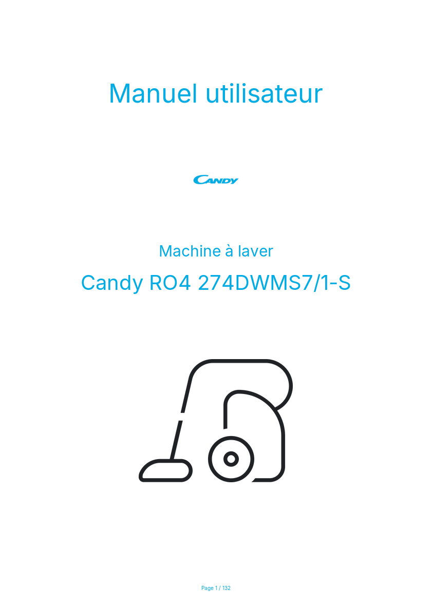 Page n°1 - Manuel utilisateur Candy RO4 274DWMS7/1-S