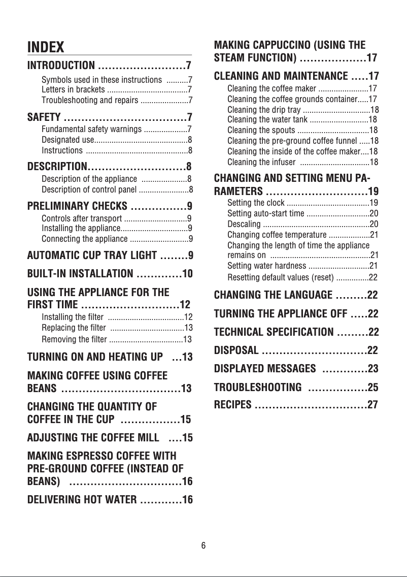 Page n°1 - Manuel utilisateur Teka CM 45