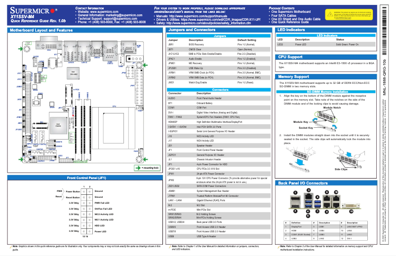 Image de la première page du manuel de l'appareil X11SSV-M4