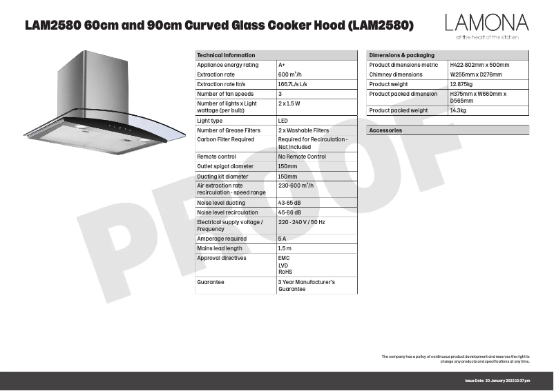 Page n°1 - Fiche technique Lamona LAM2580