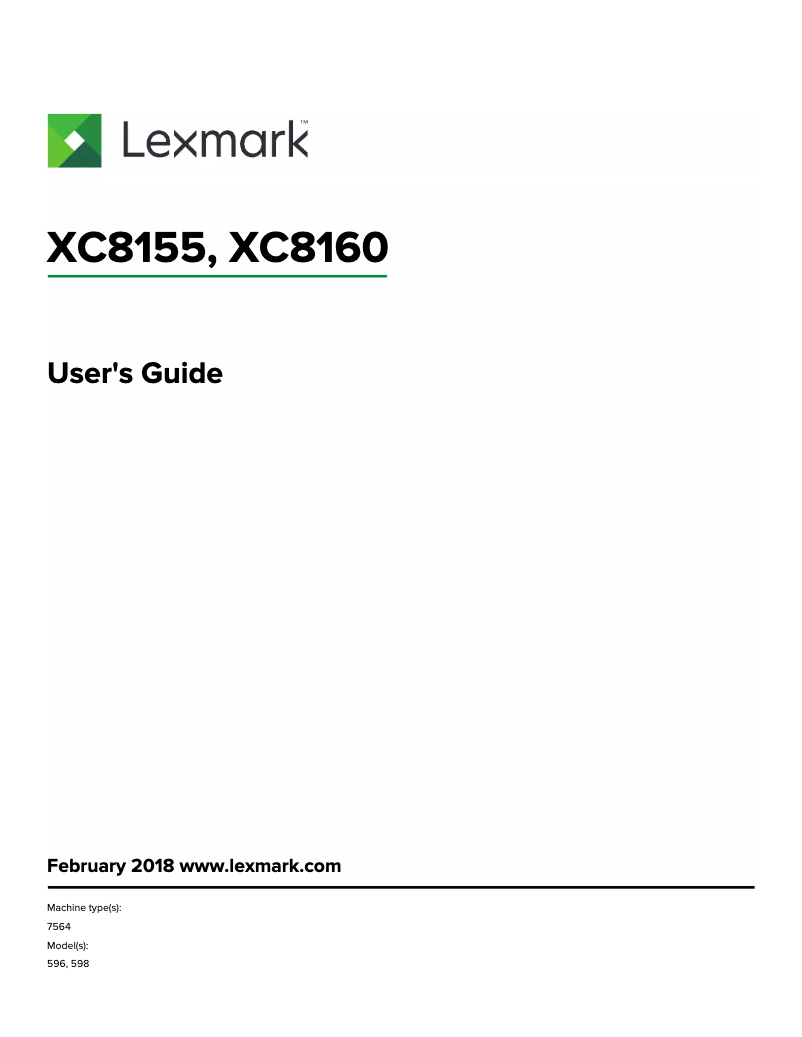 Page 1 de la notice Manuel utilisateur Lexmark XC8160de