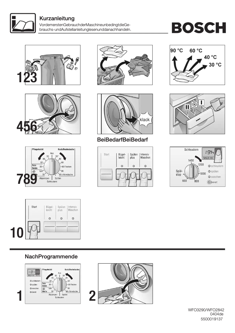 Page 1 de la notice Manuel utilisateur Bosch WFO3290