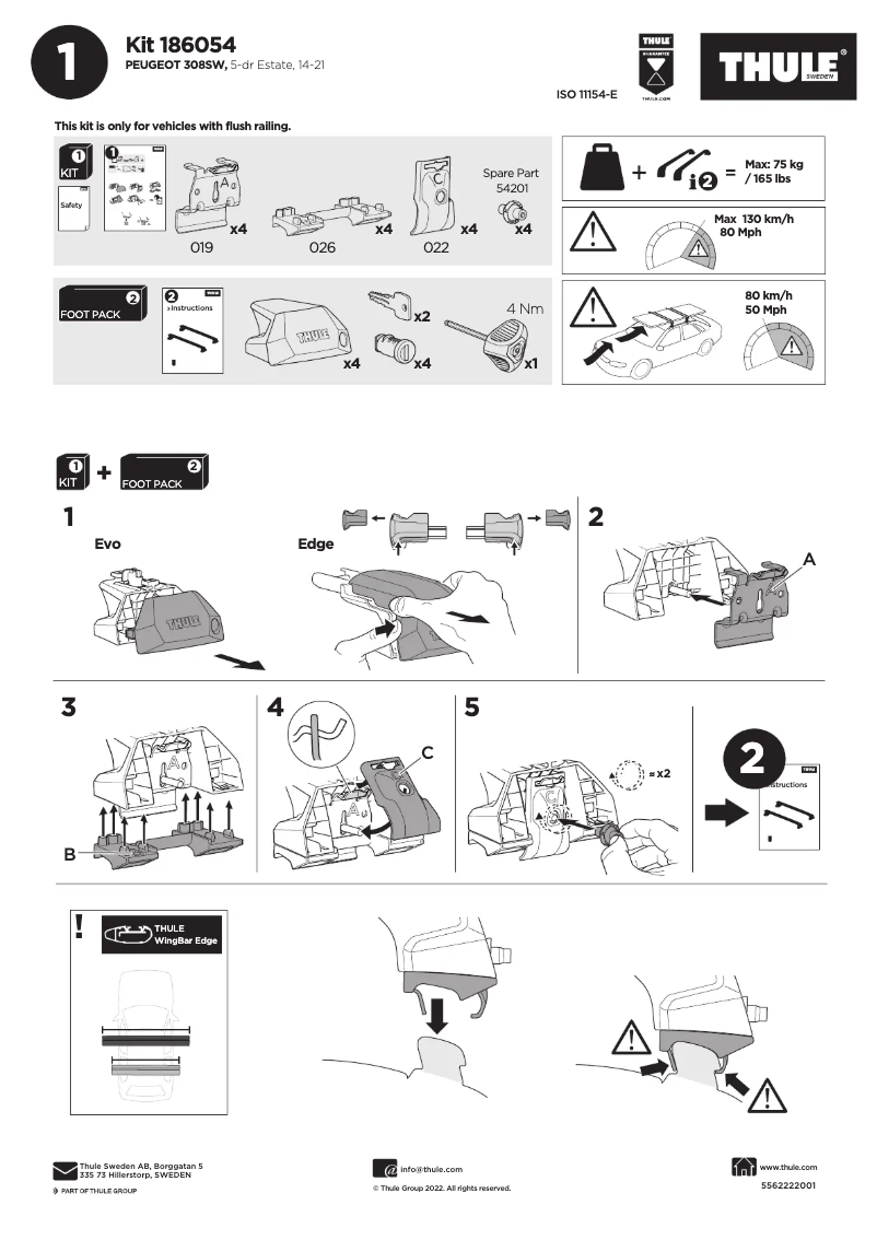 Page 1 de la notice Manuel utilisateur Thule Kit 186054