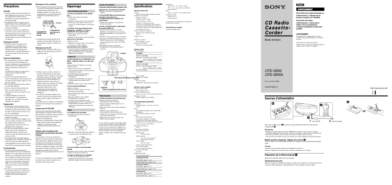 Page n°1 - Manuel utilisateur Sony CFD-S550L