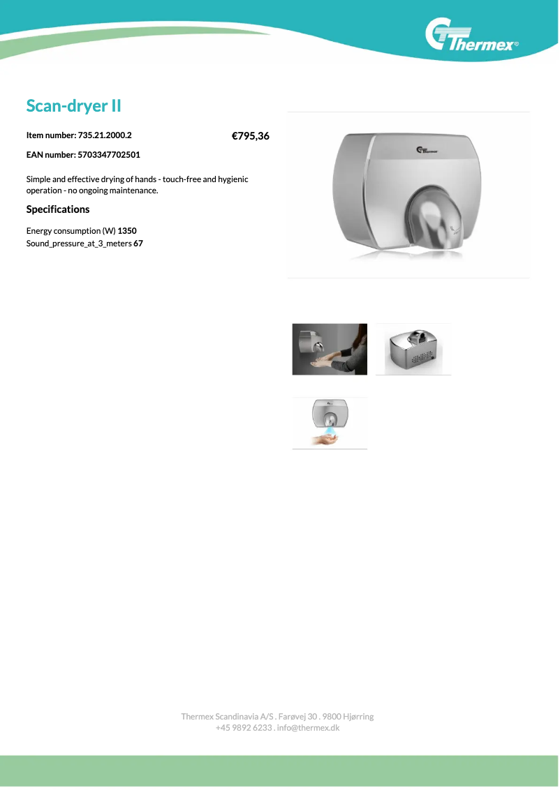 Page n°1 - Manuel utilisateur Thermex Scan-dryer