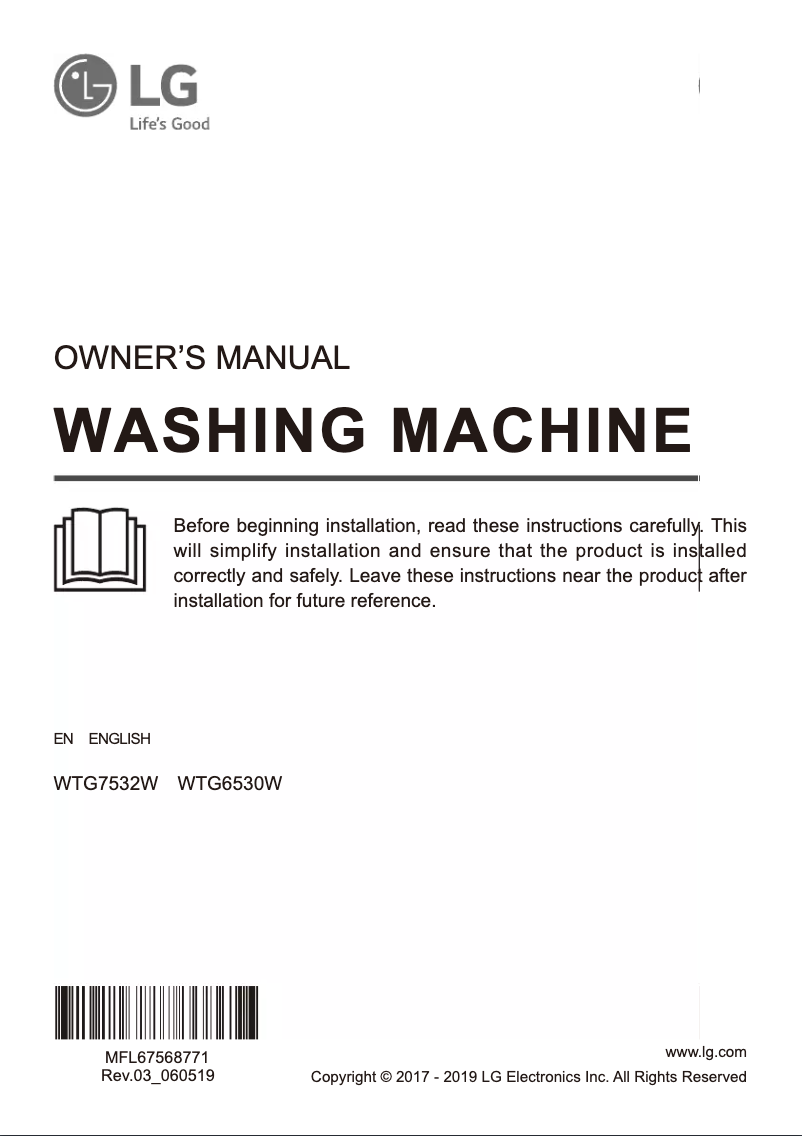 Image de la première page du manuel de l'appareil WTG7532W