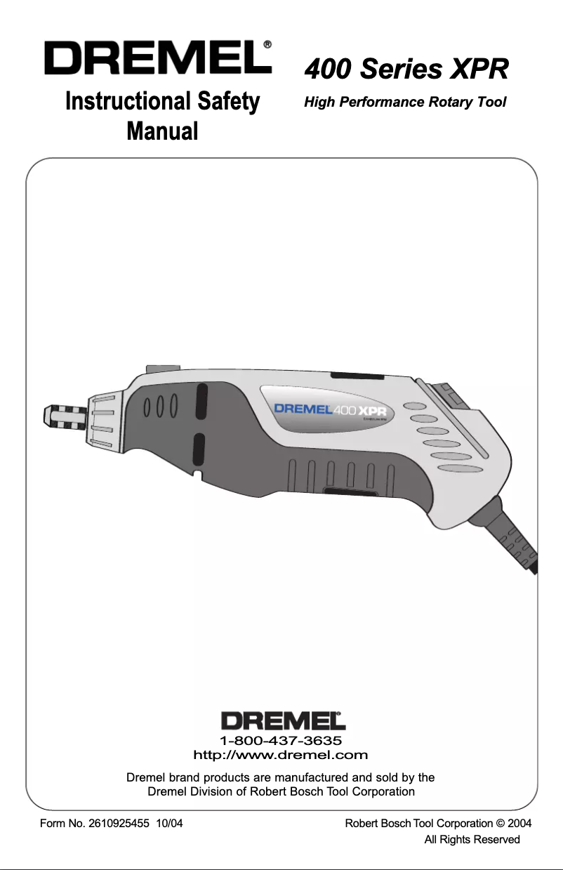 Page 1 de la notice Manuel utilisateur Dremel 400 XPR