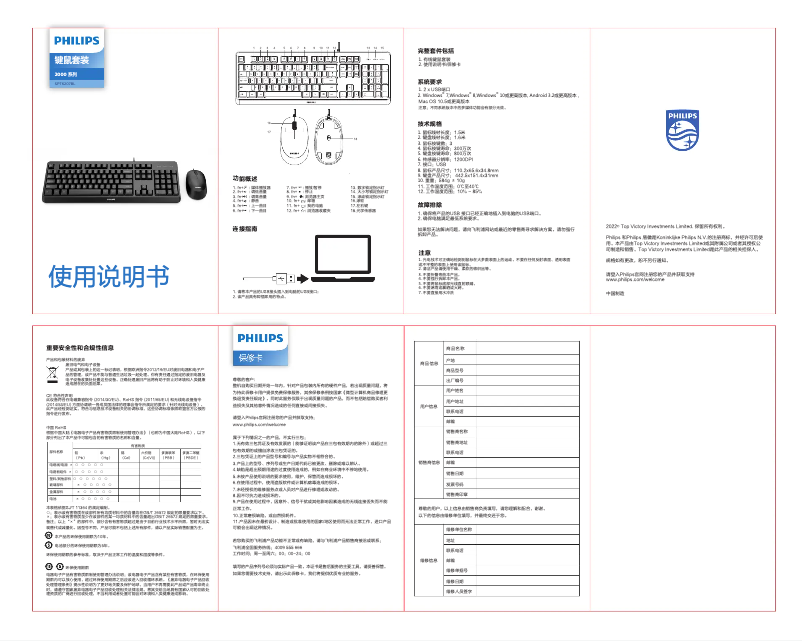 Page 1 de la notice Guide de démarrage rapide Philips 2000 series SPT6207BL