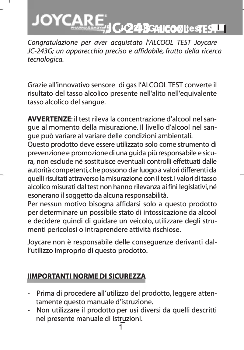 Página 1 del manual Manual de usuario Joycare JC-243G