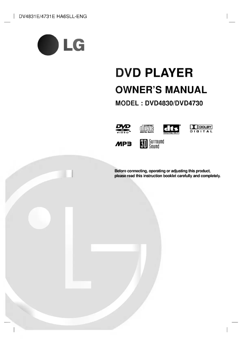Page n°1 - Manuel utilisateur LG DVD4730
