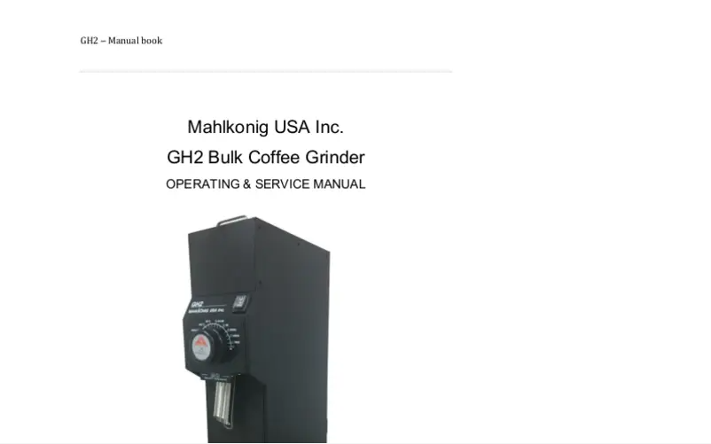 Page n°1 - Manuel utilisateur Mahlkönig GH2