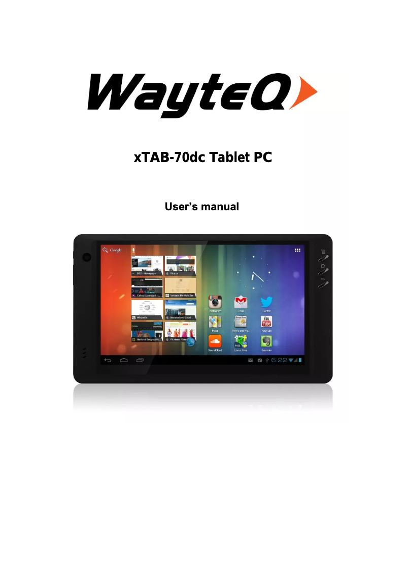 Page 1 de la notice Manuel utilisateur WayteQ XTab 70 DC