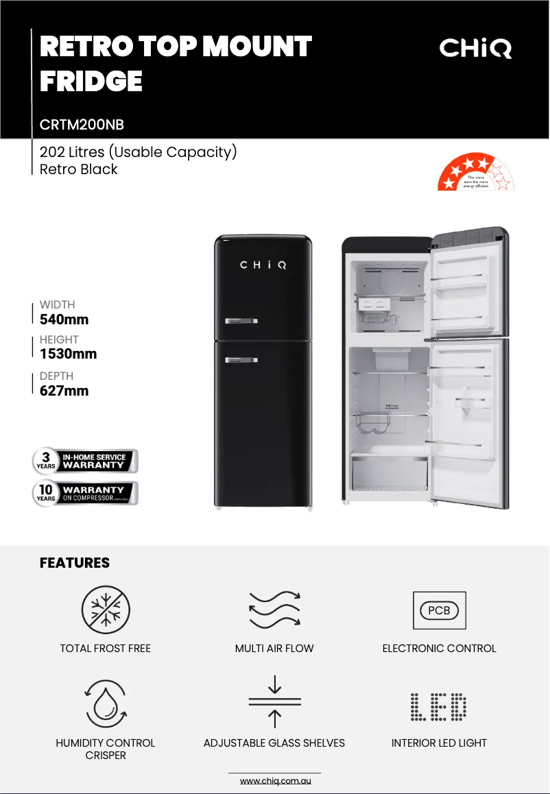 Page 1 de la notice Fiche technique CHiQ CRTM200NB