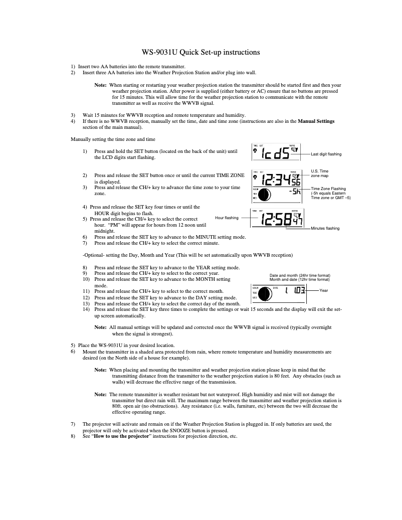 Page n°1 - Guide de démarrage rapide La Crosse Technology WS-9031U