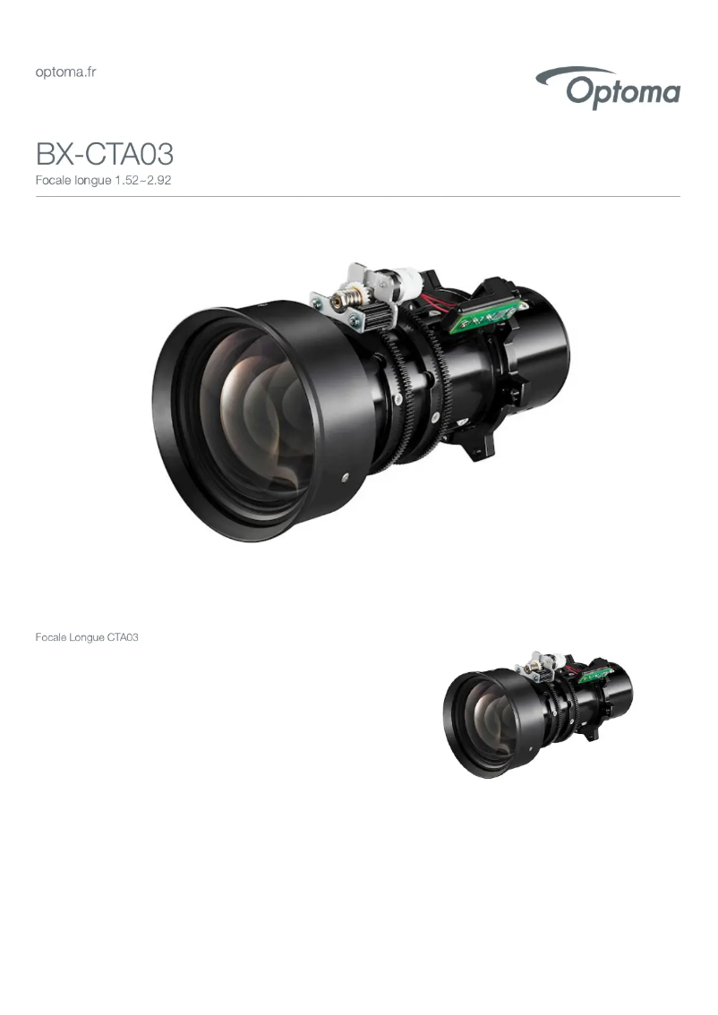 Page 1 de la notice Manuel utilisateur Optoma BX-CTA03