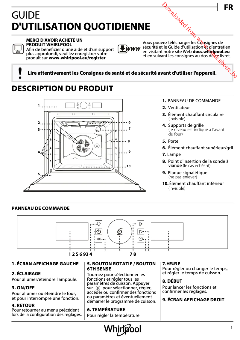 Page 1 de la notice Manuel utilisateur Whirlpool AKZ9 6240 NB