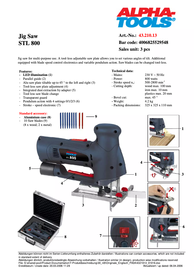 Image de la première page du manuel de l'appareil STL 800