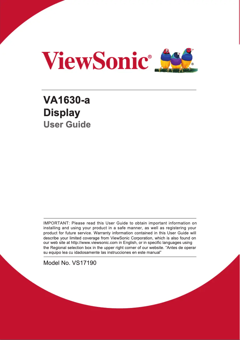 Página 1 del manual Manual de usuario Viewsonic VA1630-a