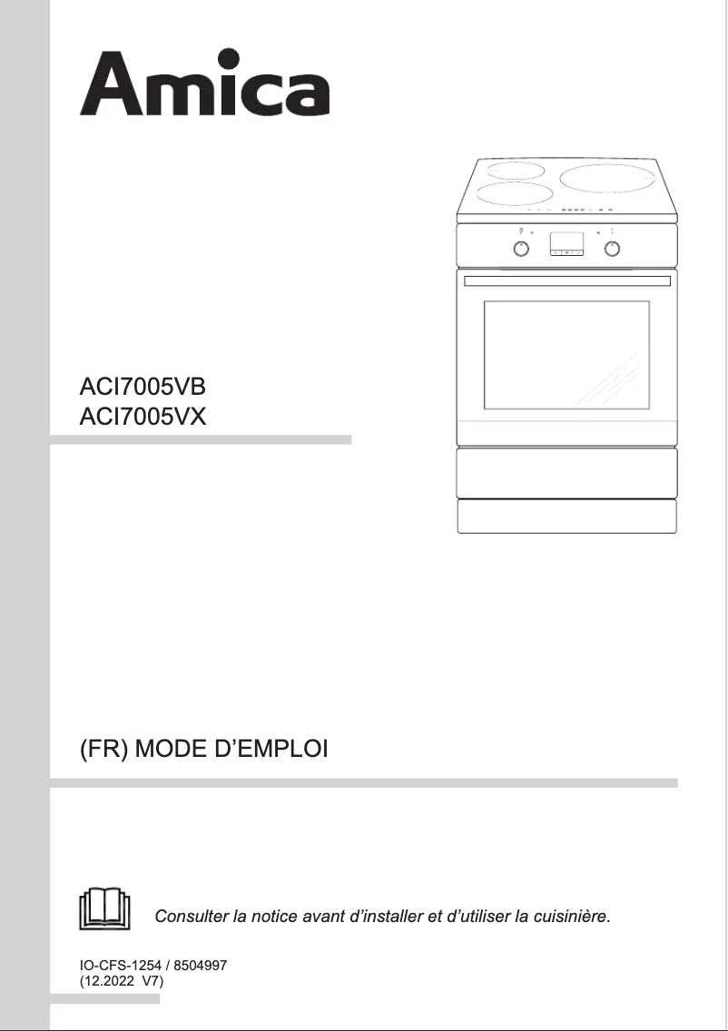 Page 1 de la notice Manuel utilisateur Amica ACI7005VX