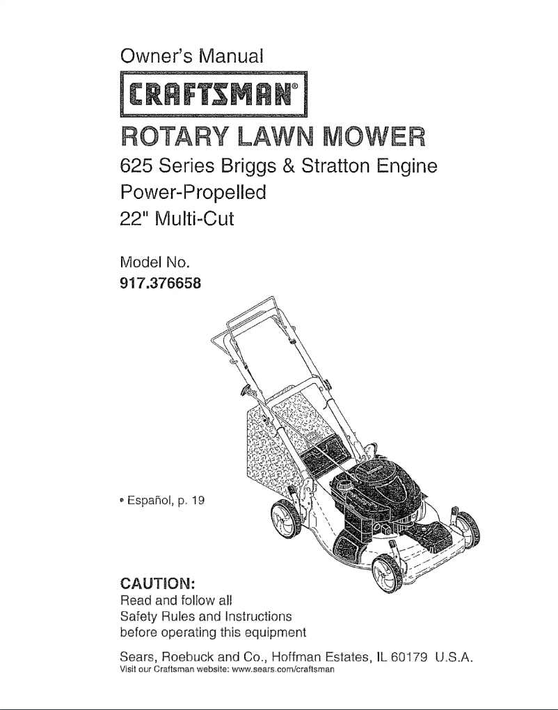 Page 1 de la notice Manuel utilisateur Craftsman 917.376658