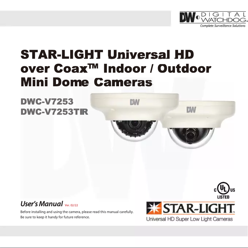 Page n°1 - Manuel utilisateur Digital Watchdog Star-Light Coax DWC-V7253
