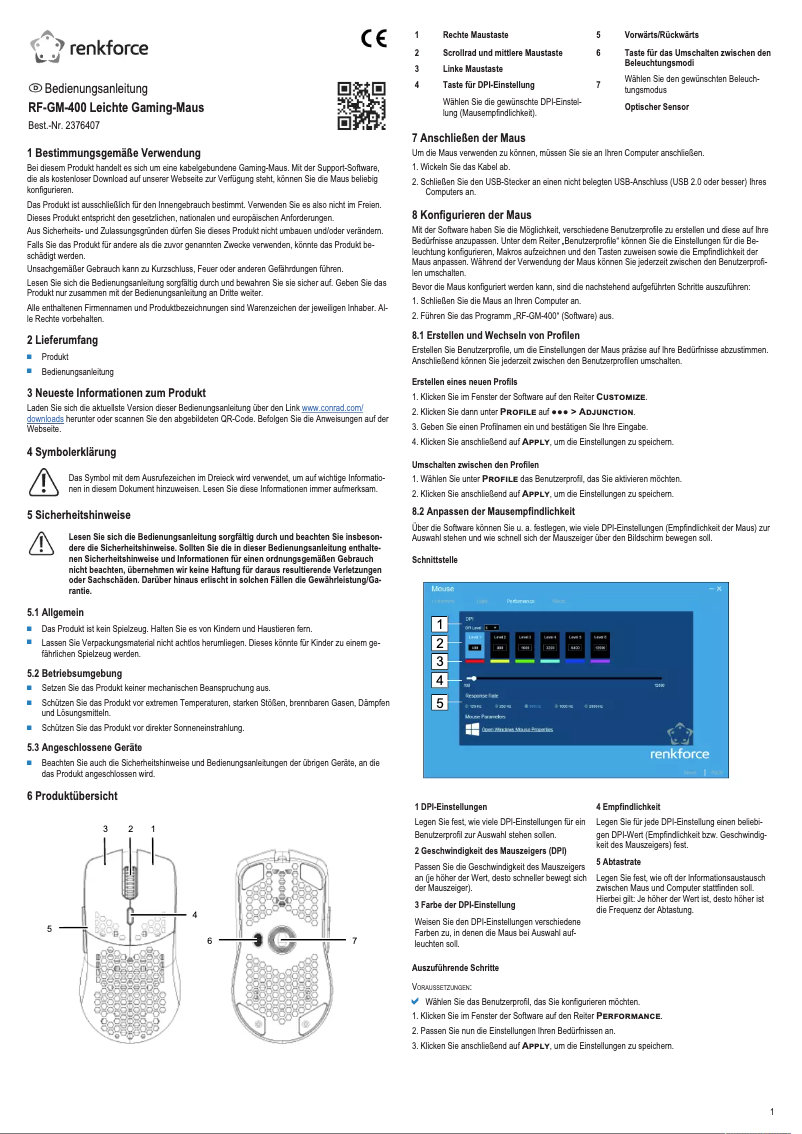 Page 1 de la notice Manuel utilisateur Renkforce RF-GM-400