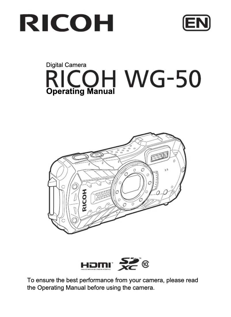 Image de la première page du manuel de l'appareil WG-50