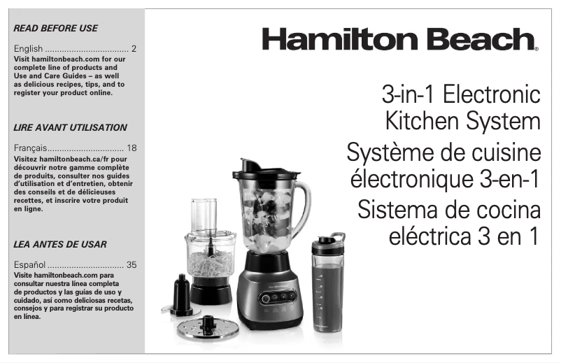 Page 1 de la notice Manuel utilisateur Hamilton Beach 53800