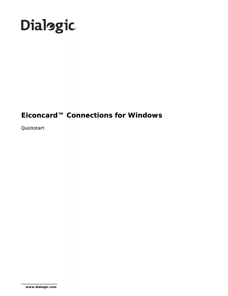 Page 1 de la notice Manuel utilisateur Dialogic Eiconcard C91 V2