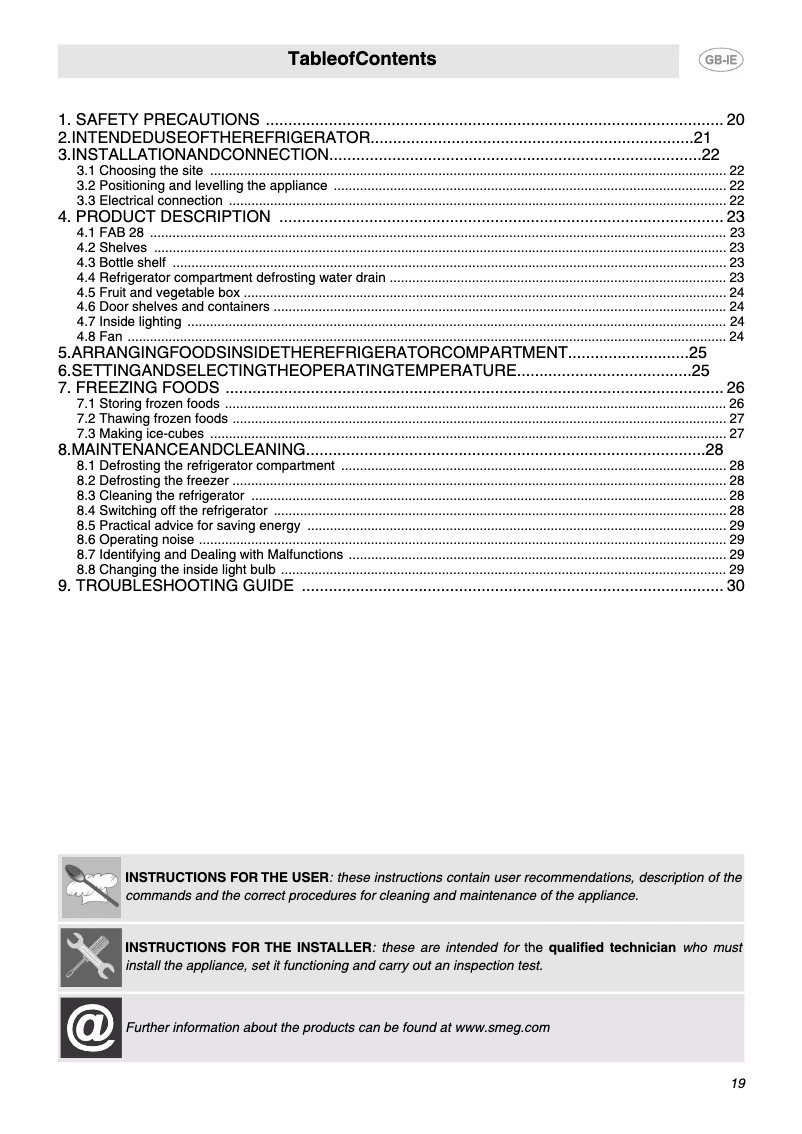 Imagen de la primera página del manual del dispositivo FAB28RV
